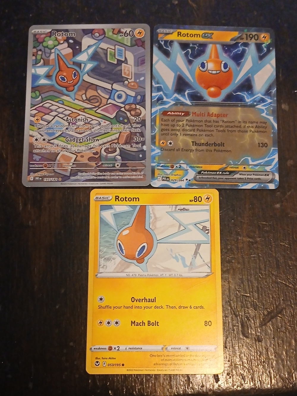 Authentic Pokemon Rotom Card Trio — Orange and Yellow Artwork